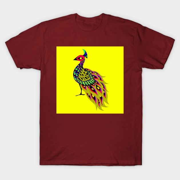 shiny peacock bird in phoenix in pride ecopop T-Shirt by jorge_lebeau